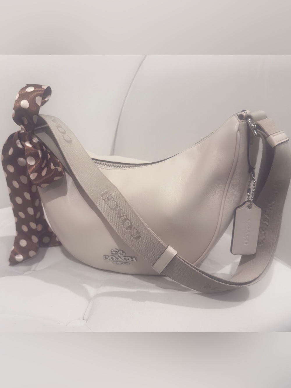 🤎 Coach Pace Chalk White Crescent Hobo Crossbody/ Shoulder Bag - Picture 2 of 16